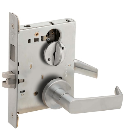 Grade 1 Privacy With Deadbolt And Coin Turn Mortise Lock, 06 Lever, A Rose, Satin Chrome Finish, Fie